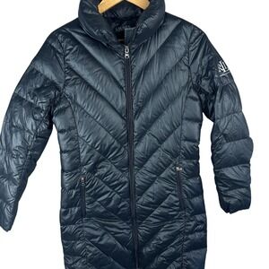 Lauren Ralph Lauren Long Puffer Coat Womens Small Black Quilted Down Jacket LRL